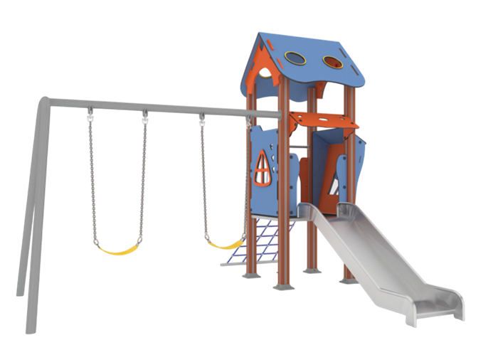 Качели с двумя подвесами и горкой 4400х4400х3200 мм 10130 - фото 324