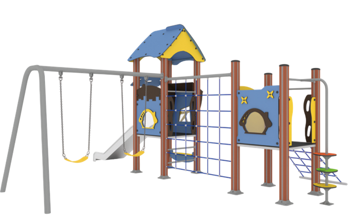 Качели с двумя подвесами и горкой 6800х5200х3200 мм 10132 - фото 326