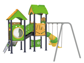 Качели с двумя подвесами и горкой 5800х5200х3600 мм 10150